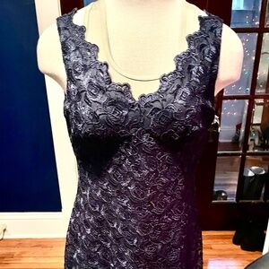 Donna Ricco New York Navy Floral Lace Cocktail / Prom Dress — 6P